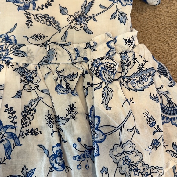 Janie and Jack Floral Blue and White Ruffle Dress - Picture 6 of 8
